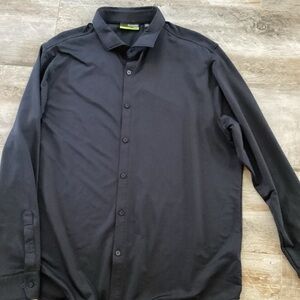 Murano Men's Performance Slimming Black Casual Button Down Shirt